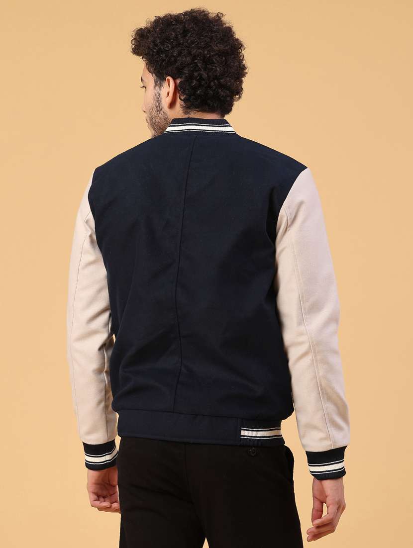 men color block long sleeve varsity jacket - 22178189 -  Standard Image - 3