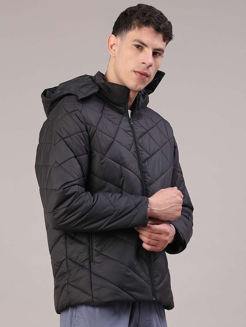 men solid long sleeve hooded puffer jacket - 22178192 -  Standard Image - 3