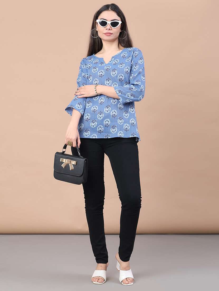women printed three quarter sleeve straight kurti - 22178197 -  Standard Image - 5