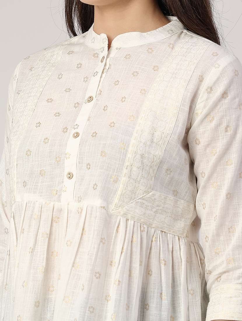 women off white cotton flared kurti - 22178201 -  Standard Image - 3