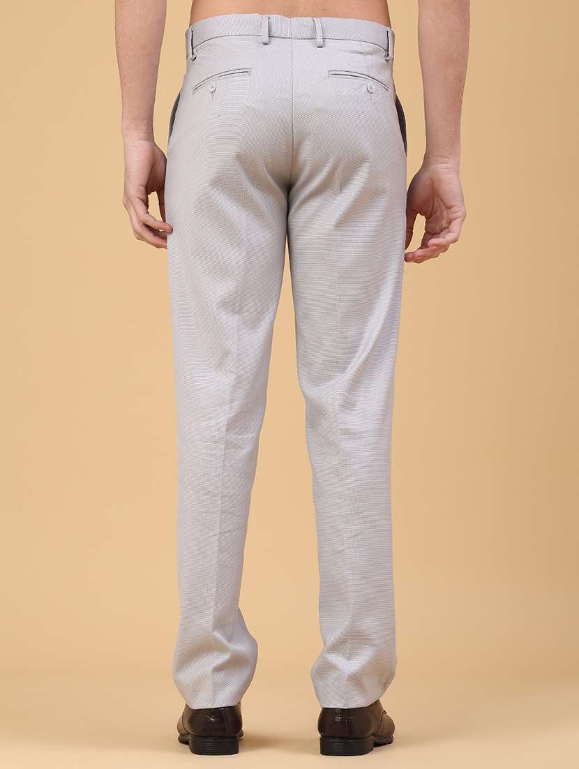 men solid mid rise flat front formal trouser - 22178207 -  Standard Image - 3