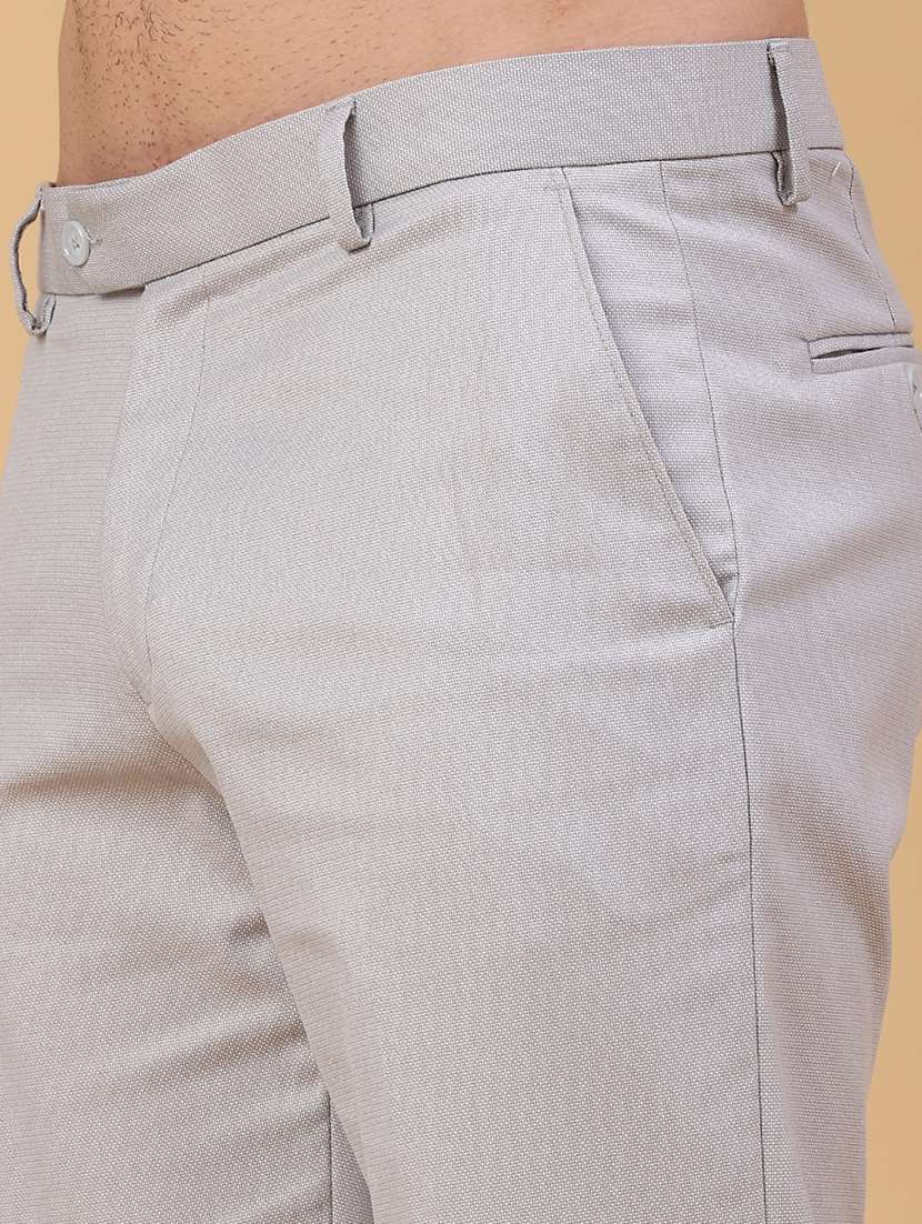 men solid mid rise flat front formal trouser - 22178207 -  Standard Image - 5