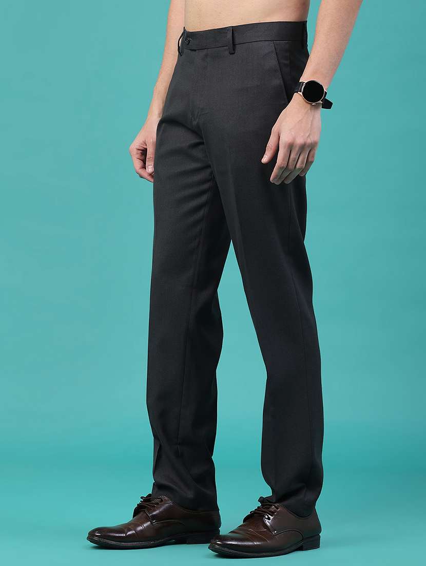 men solid mid rise flat front formal trouser - 22178208 -  Standard Image - 3