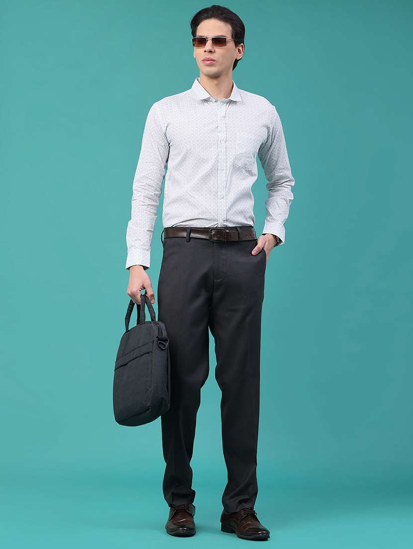 men solid mid rise flat front formal trouser - 22178208 -  Standard Image - 5