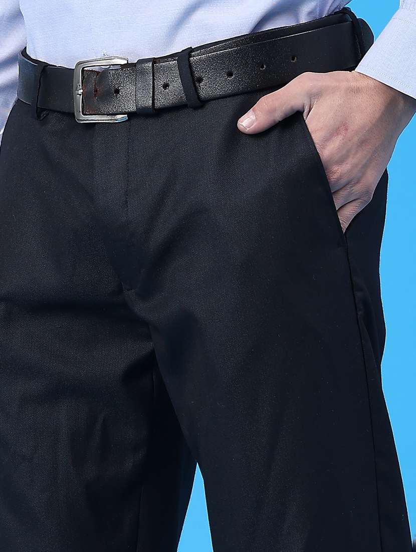 men solid mid rise flat front formal trouser - 22178209 -  Standard Image - 5