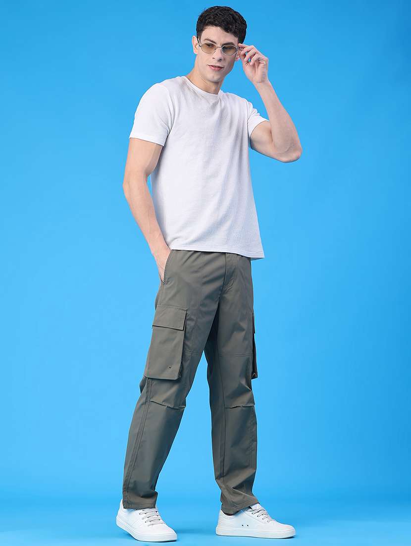 men solid mid rise regular fit cargo - 22178213 -  Standard Image - 5