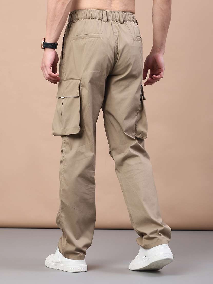 men solid mid rise regular fit cargo - 22178217 -  Standard Image - 3