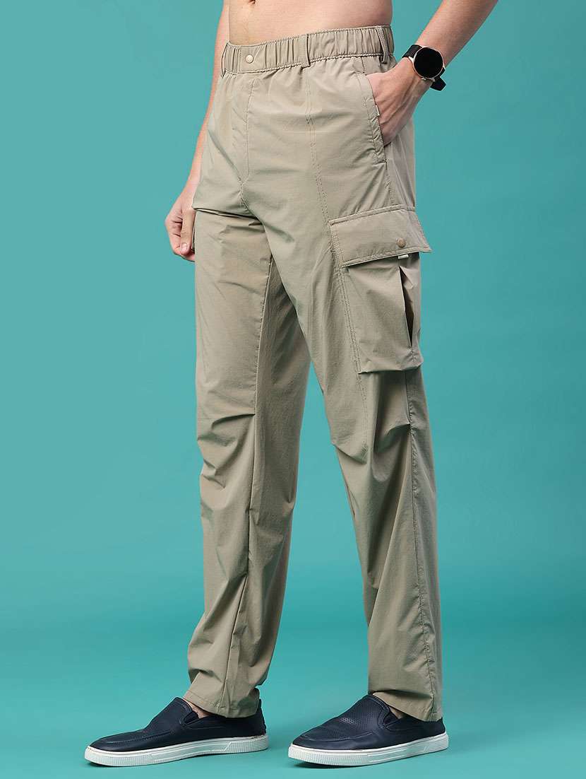 Men Solid Mid Rise Relaxed Fit Cargo - 22178219 -  Standard Image - 3