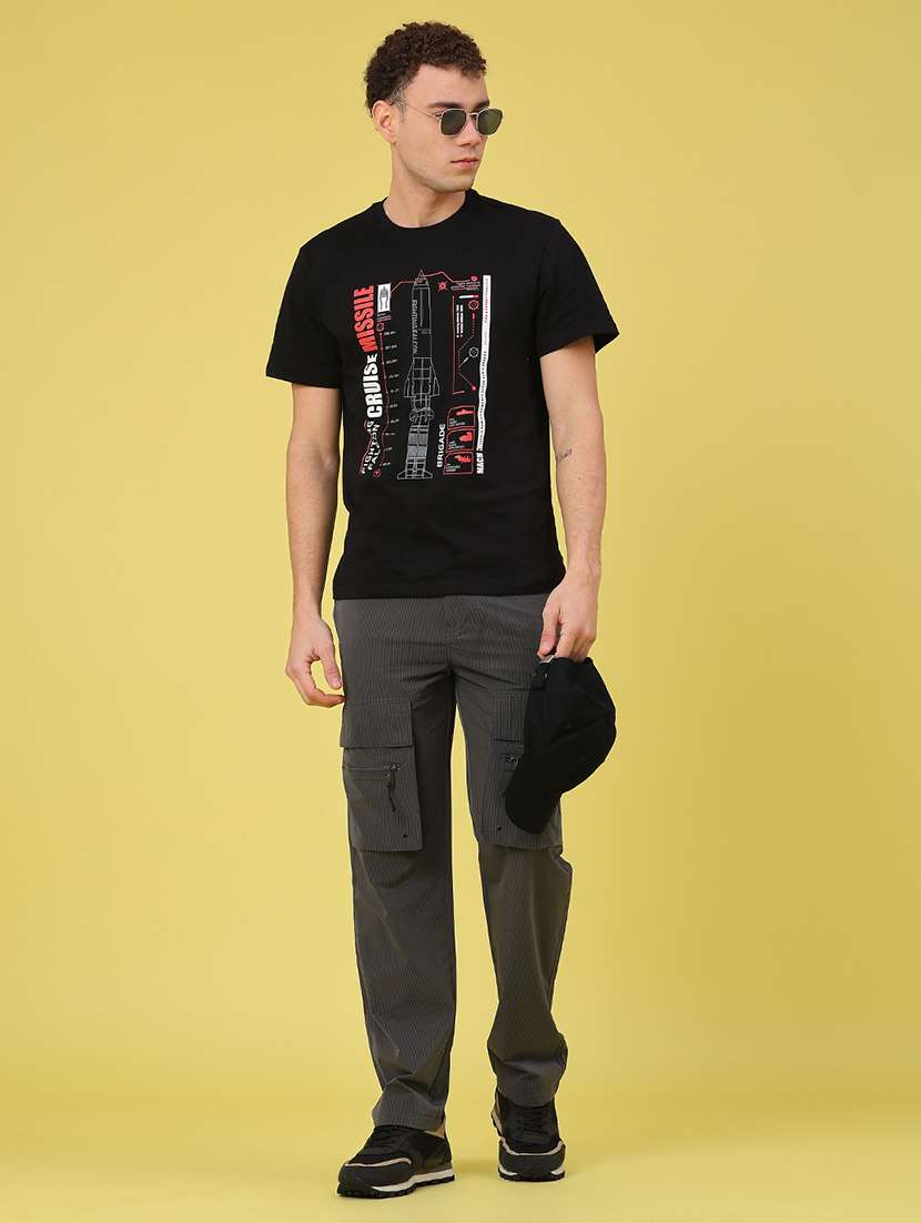 men solid mid rise regular fit cargo - 22178220 -  Standard Image - 5