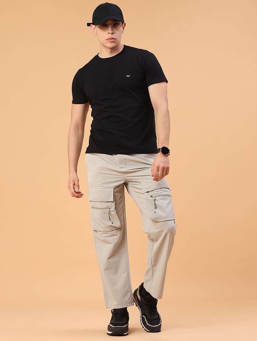 men solid mid rise regular fit cargo - 22178222 -  Standard Image - 5