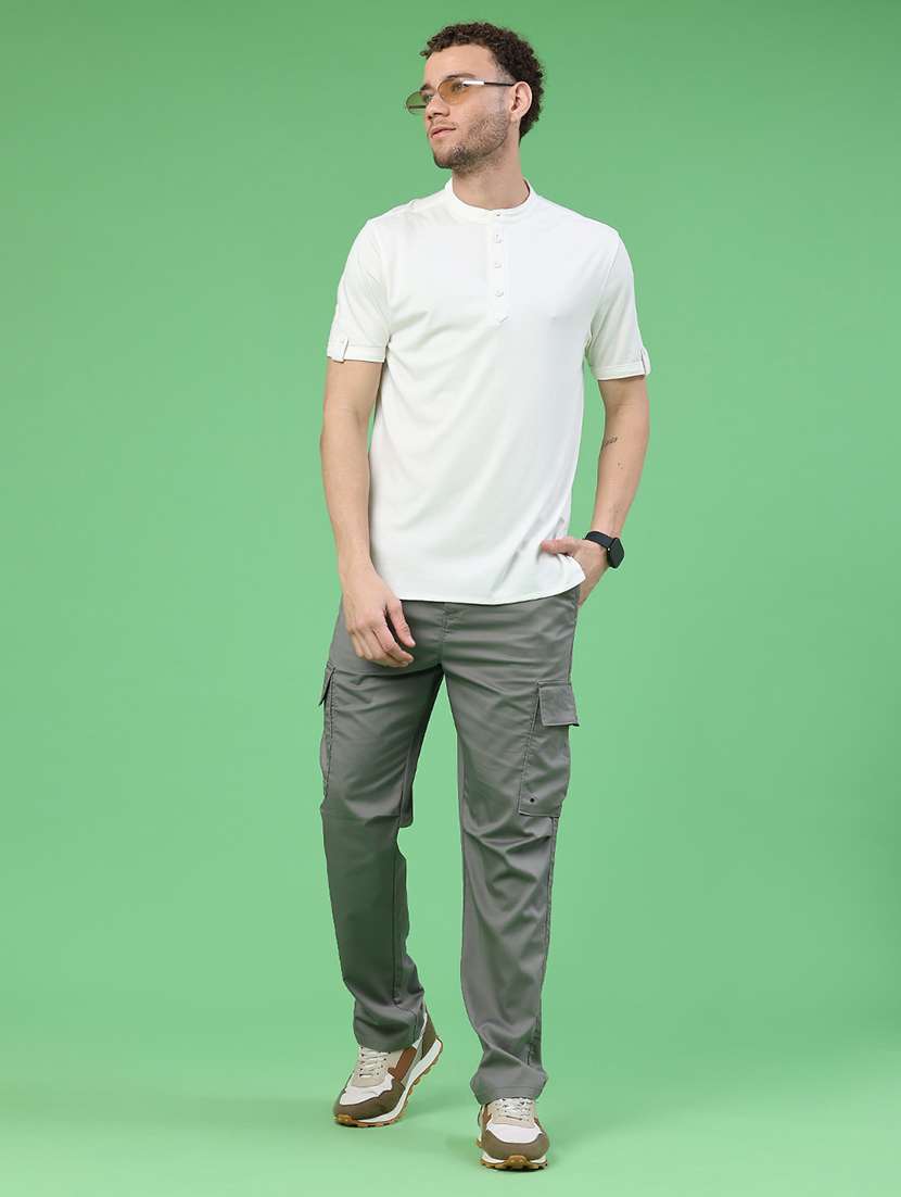 men solid mid rise regular fit cargo  - 22178226 -  Standard Image - 5