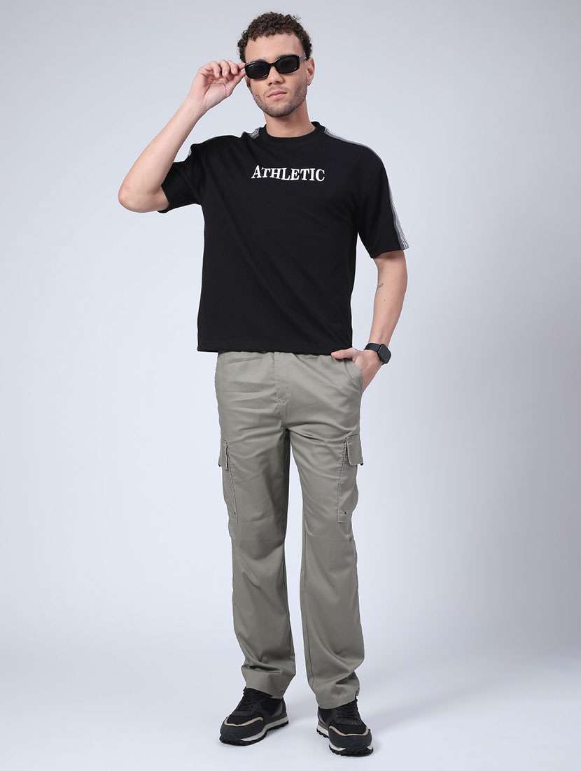 men solid mid rise regular fit cargo  - 22178227 -  Standard Image - 5