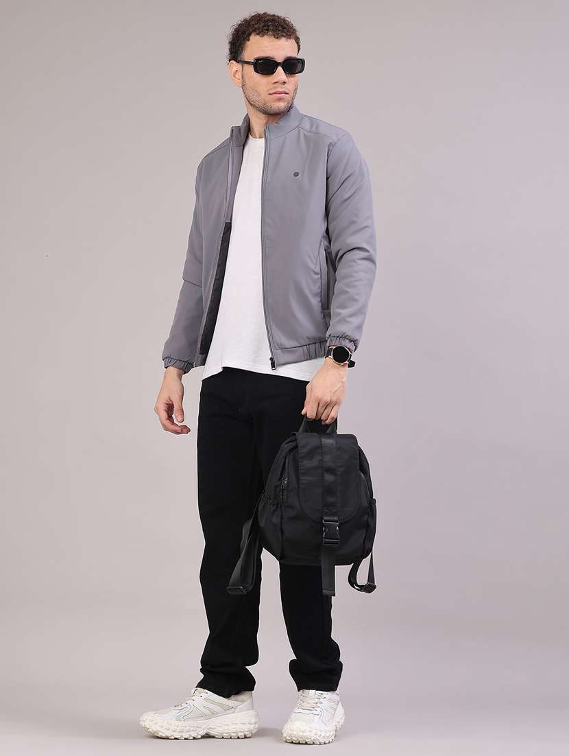 men solid long sleeve insulator bomber jacket - 22178236 -  Standard Image - 5