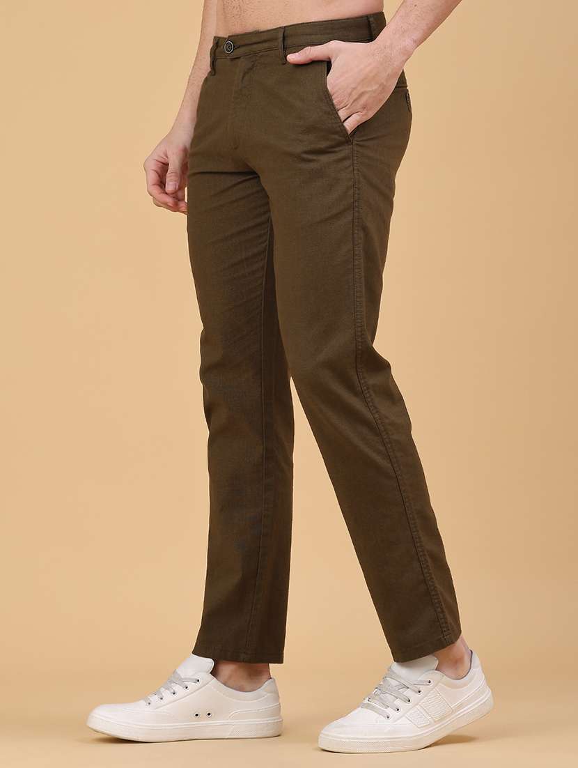 men solid mid rise chinos casual trouser - 22178240 -  Standard Image - 3