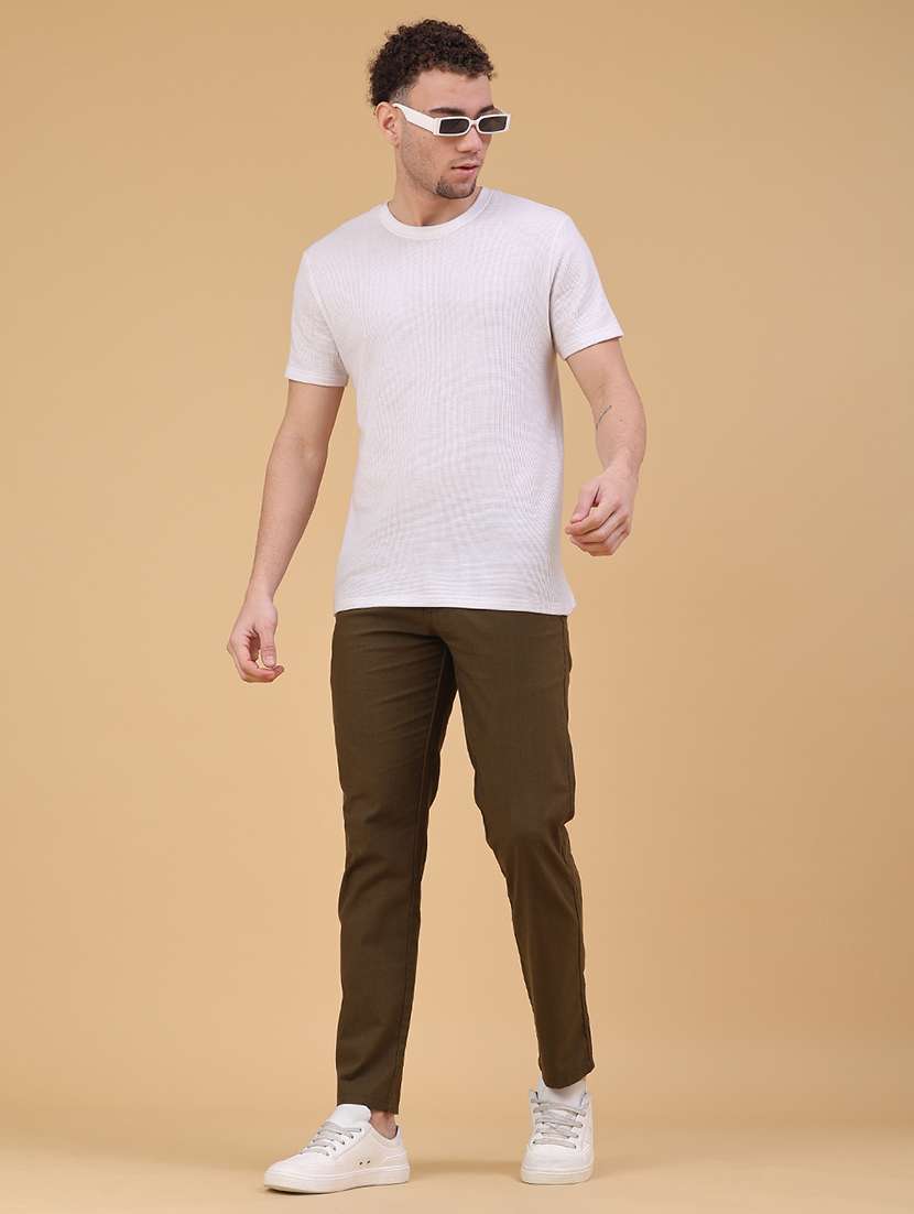 men solid mid rise chinos casual trouser - 22178240 -  Standard Image - 5