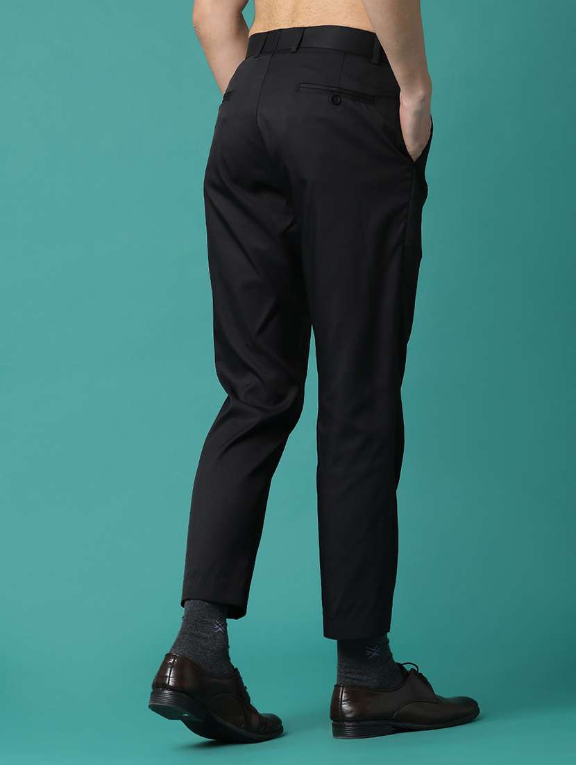men solid mid rise slim fit formal trousers - 22178243 -  Standard Image - 3