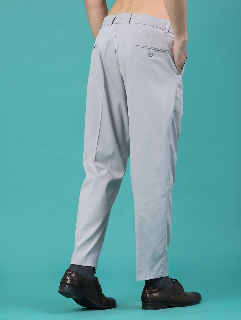 men solid mid rise slim fit formal trousers - 22178244 -  Standard Image - 3