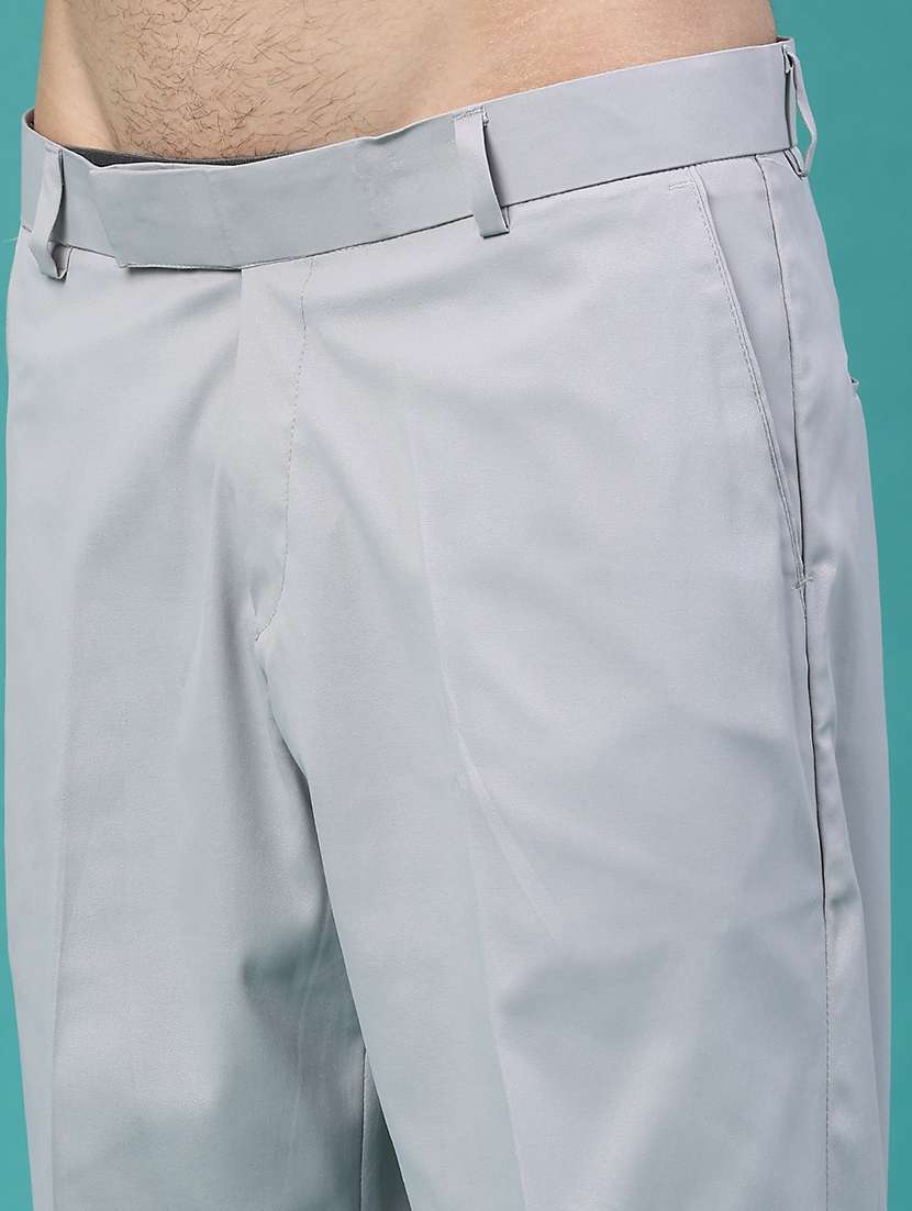 men solid mid rise slim fit formal trousers - 22178244 -  Standard Image - 5