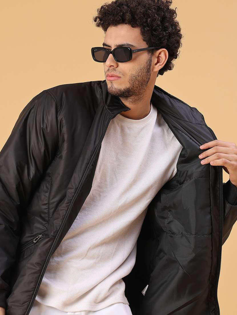 men solid long sleeve lightweight bomber jacket