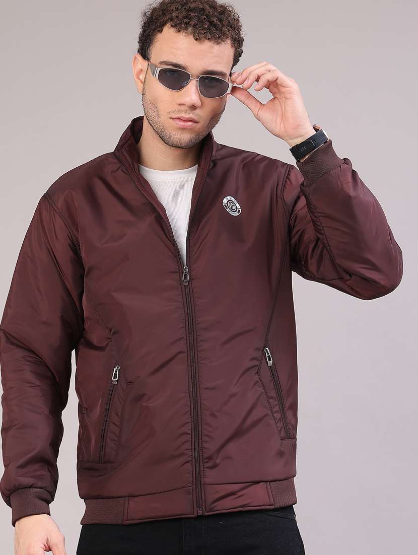 men solid long sleeve lightweight bomber jacket