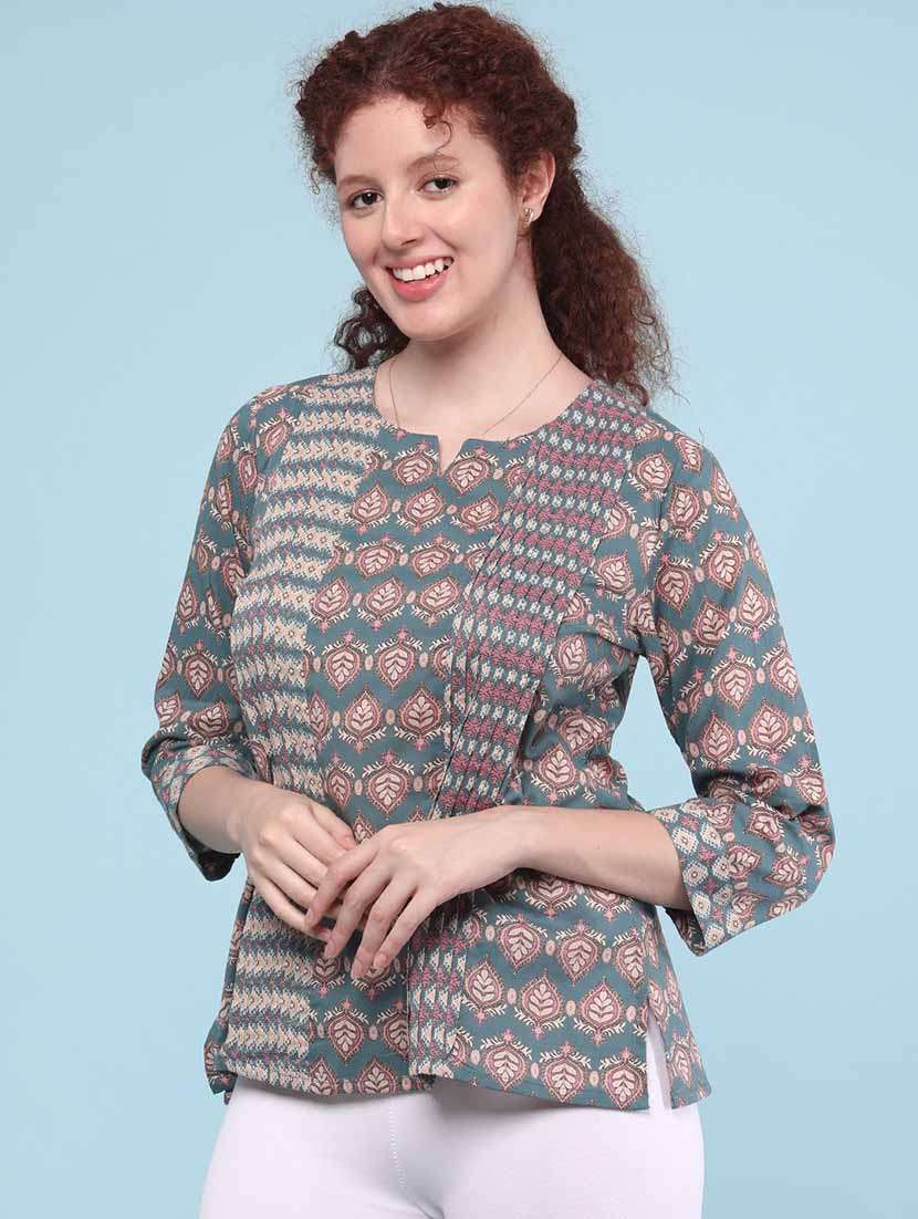 women green cotton straight kurti - 22178280 -  Standard Image - 3