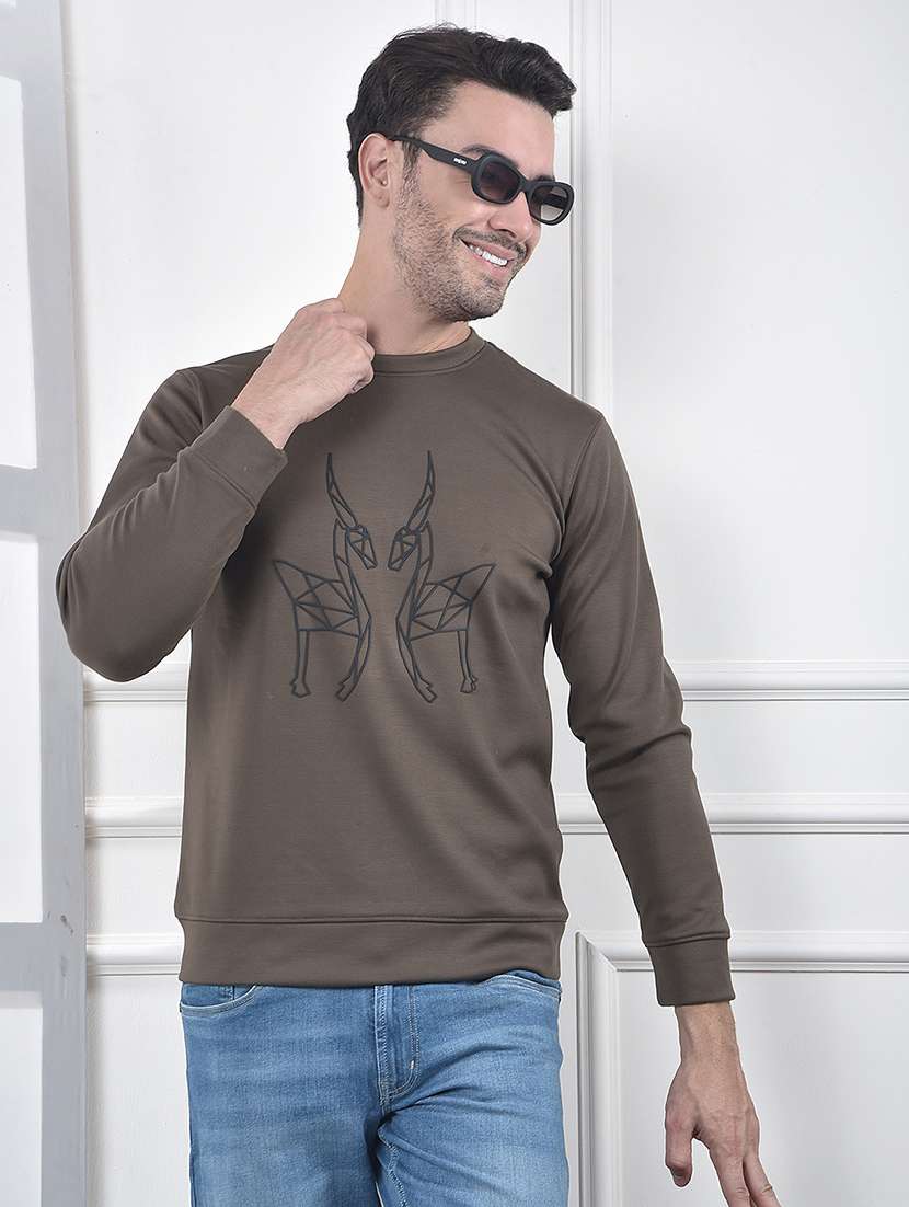 men front print long sleeve regular fit sweatshirt