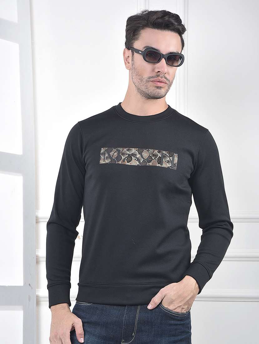 men chest print long sleeve regular fit sweatshirt