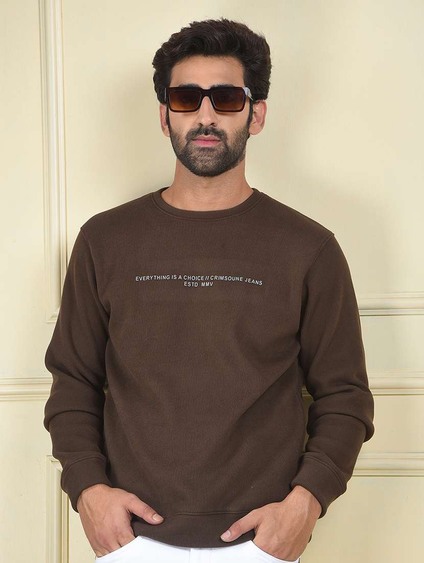 men chest print long sleeve regular fit sweatshirt