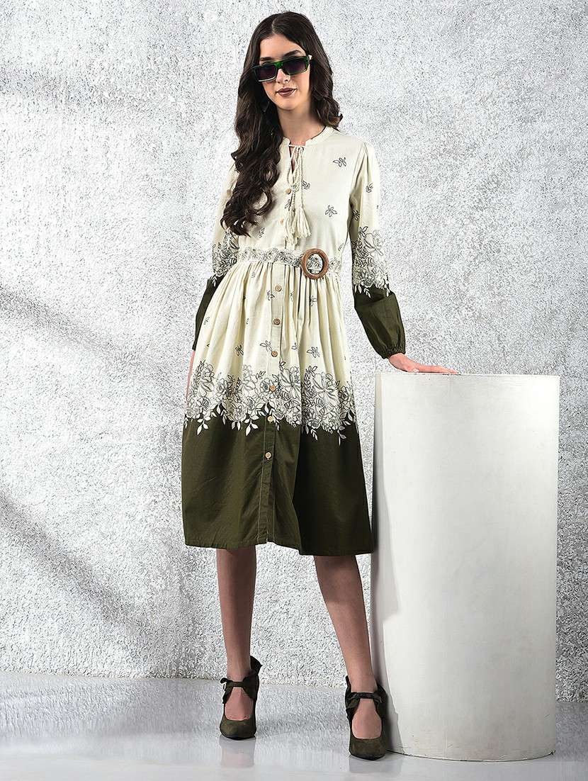 women printed puff sleeve shirt dress
