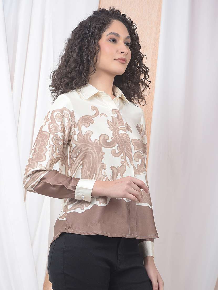 women printed collared long sleeve shirt - 22178356 -  Standard Image - 3