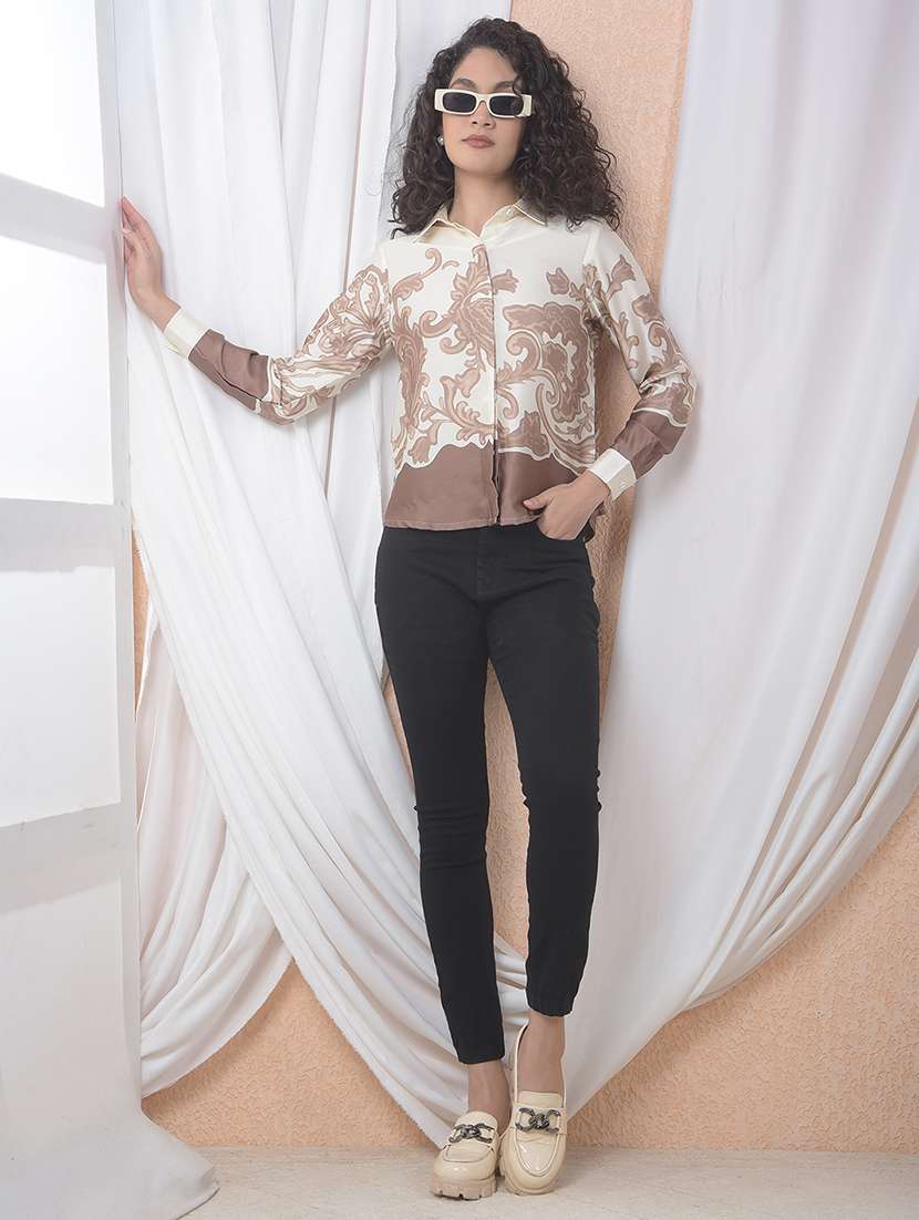 women printed collared long sleeve shirt - 22178356 -  Standard Image - 5