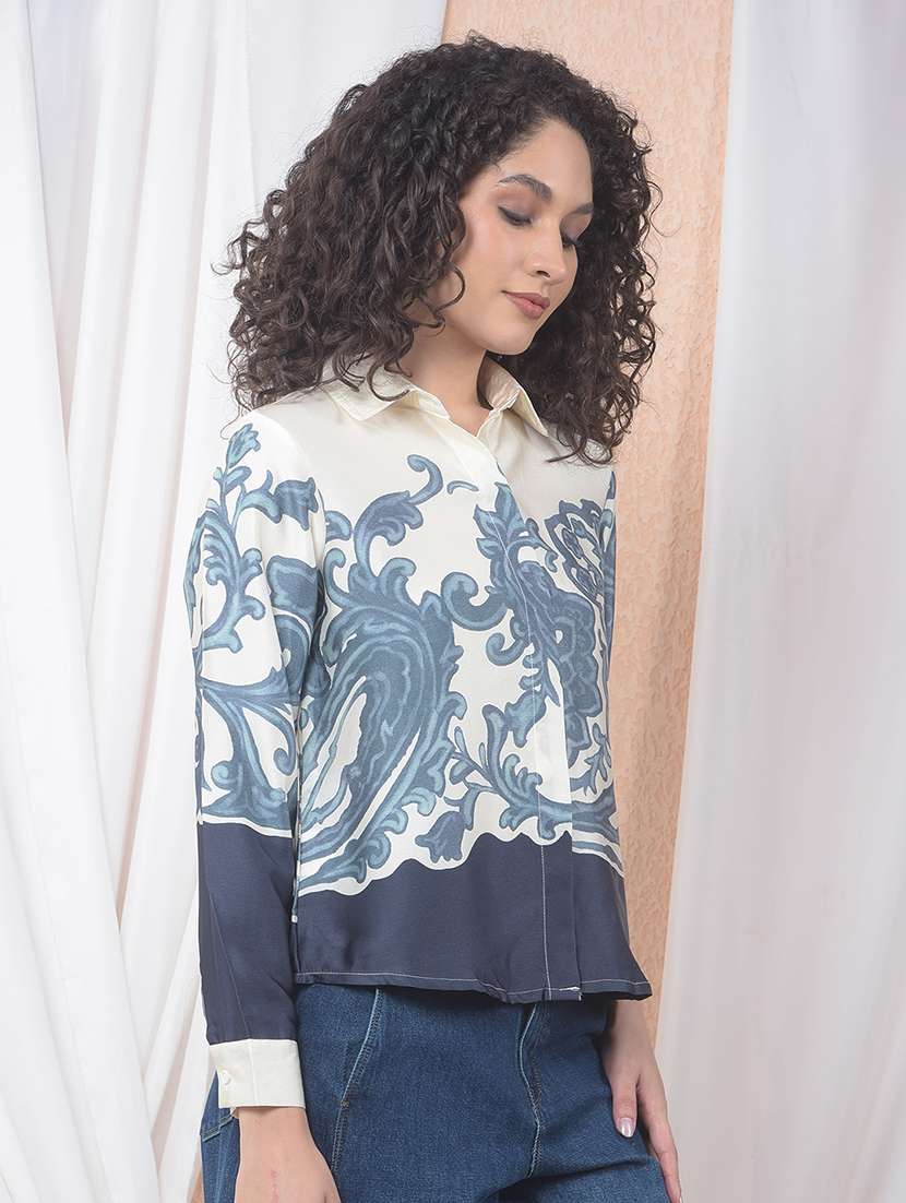 women printed collared long sleeve shirt - 22178357 -  Standard Image - 3