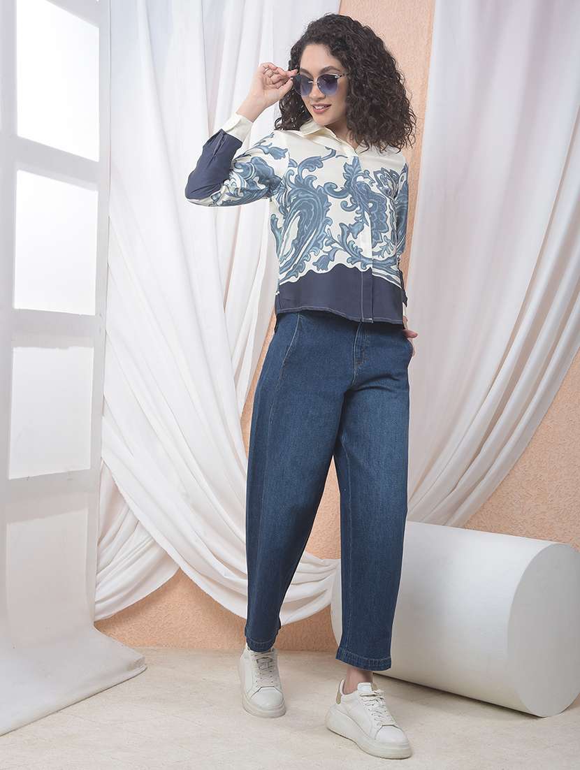 women printed collared long sleeve shirt - 22178357 -  Standard Image - 5