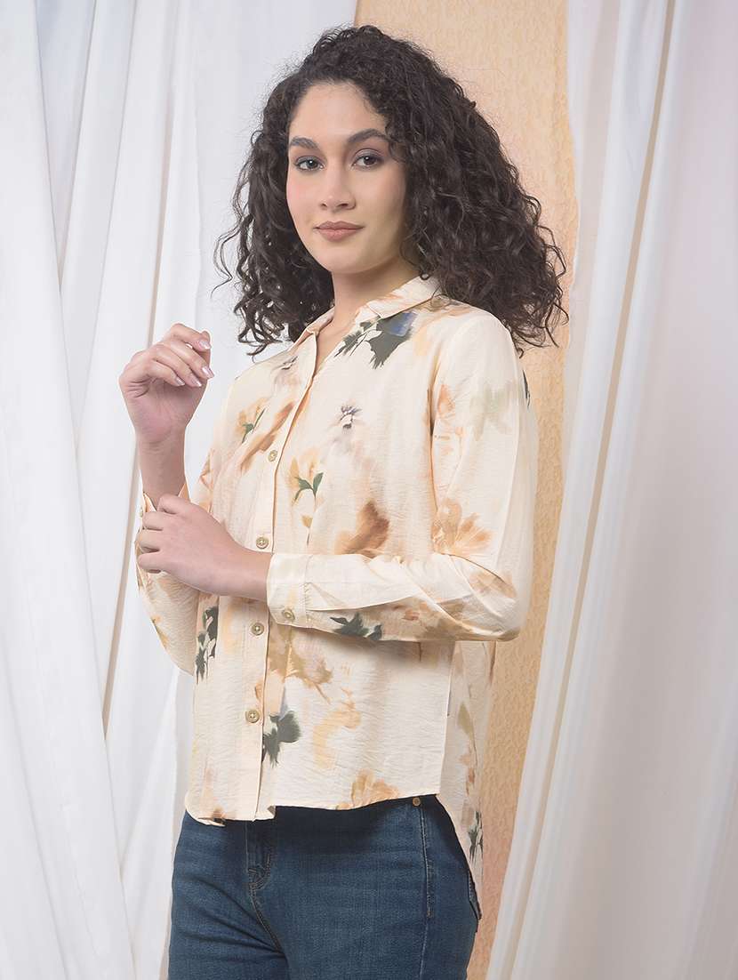 women printed collared long sleeve shirt - 22178358 -  Standard Image - 3