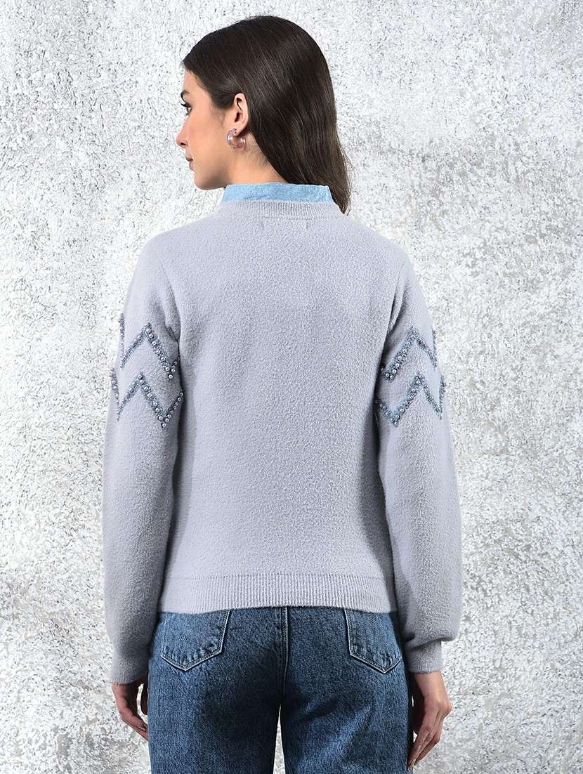 women self designed long sleeve pullover - 22178380 -  Standard Image - 3