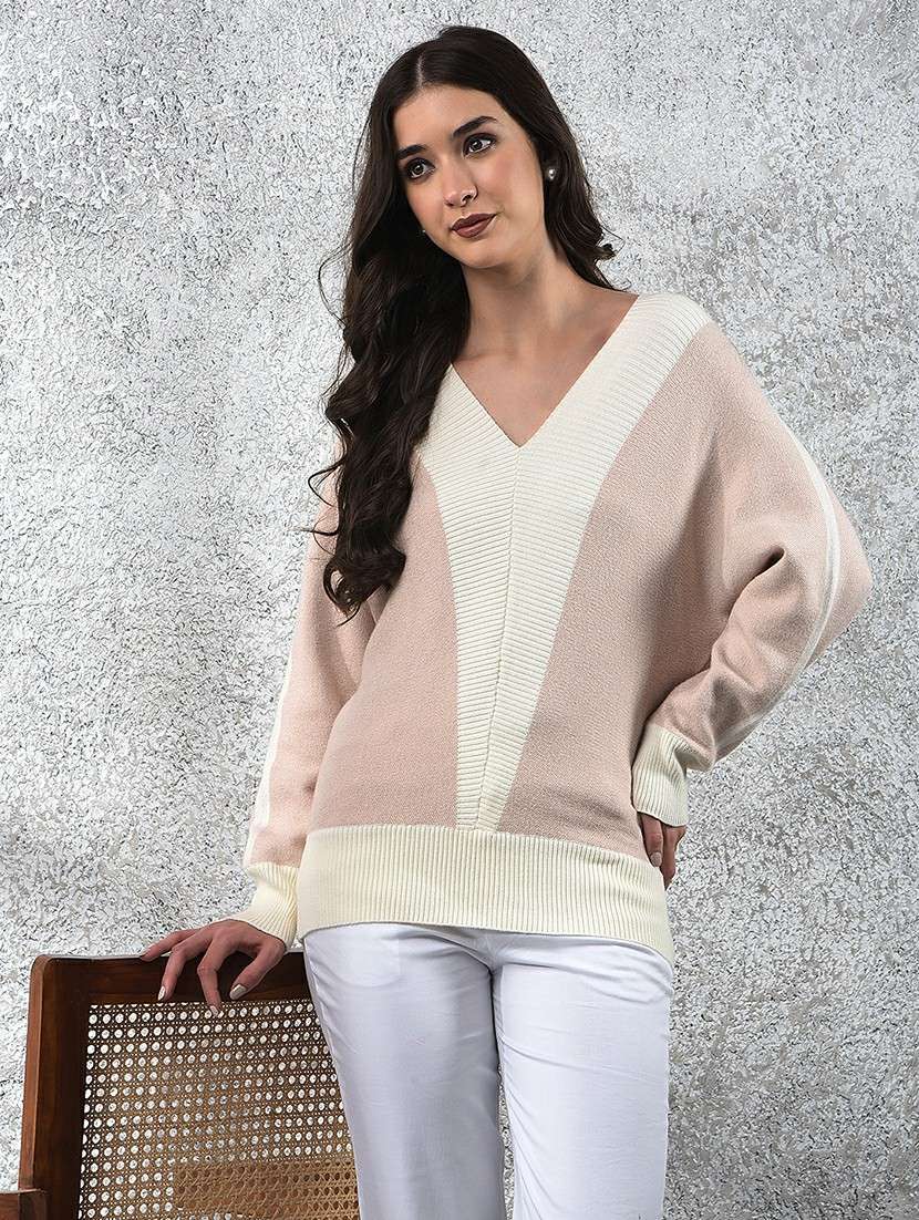 women color blocked long sleeve pullover