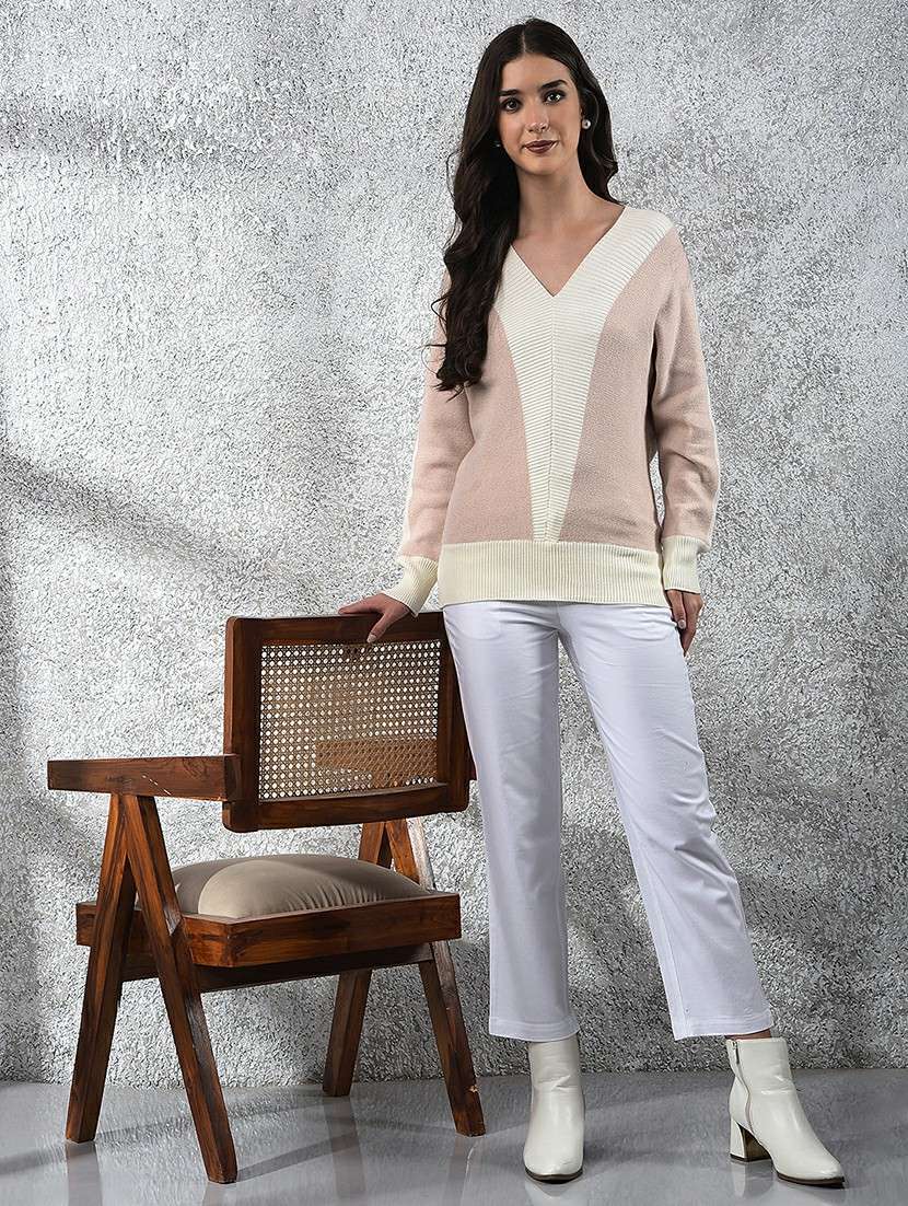 Women Color Blocked Long Sleeve Pullover - 22178383 -  Standard Image - 5