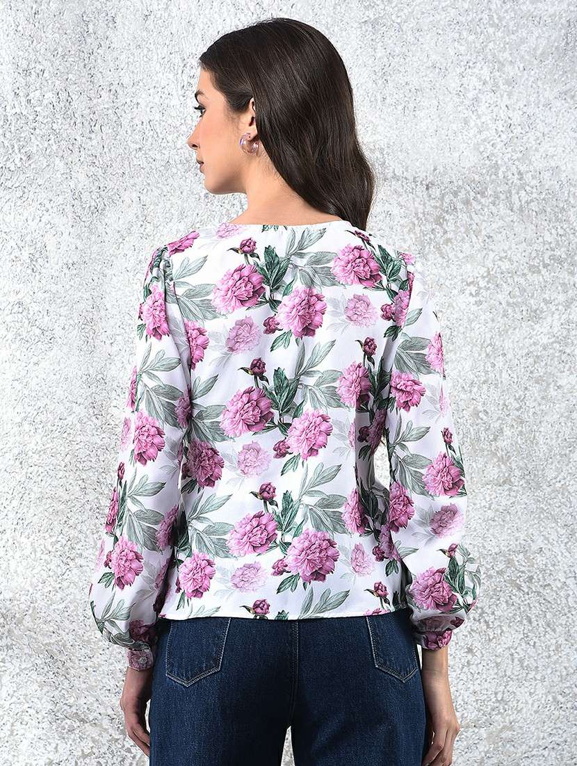 women printed puff sleeve regular top - 22178397 -  Standard Image - 3