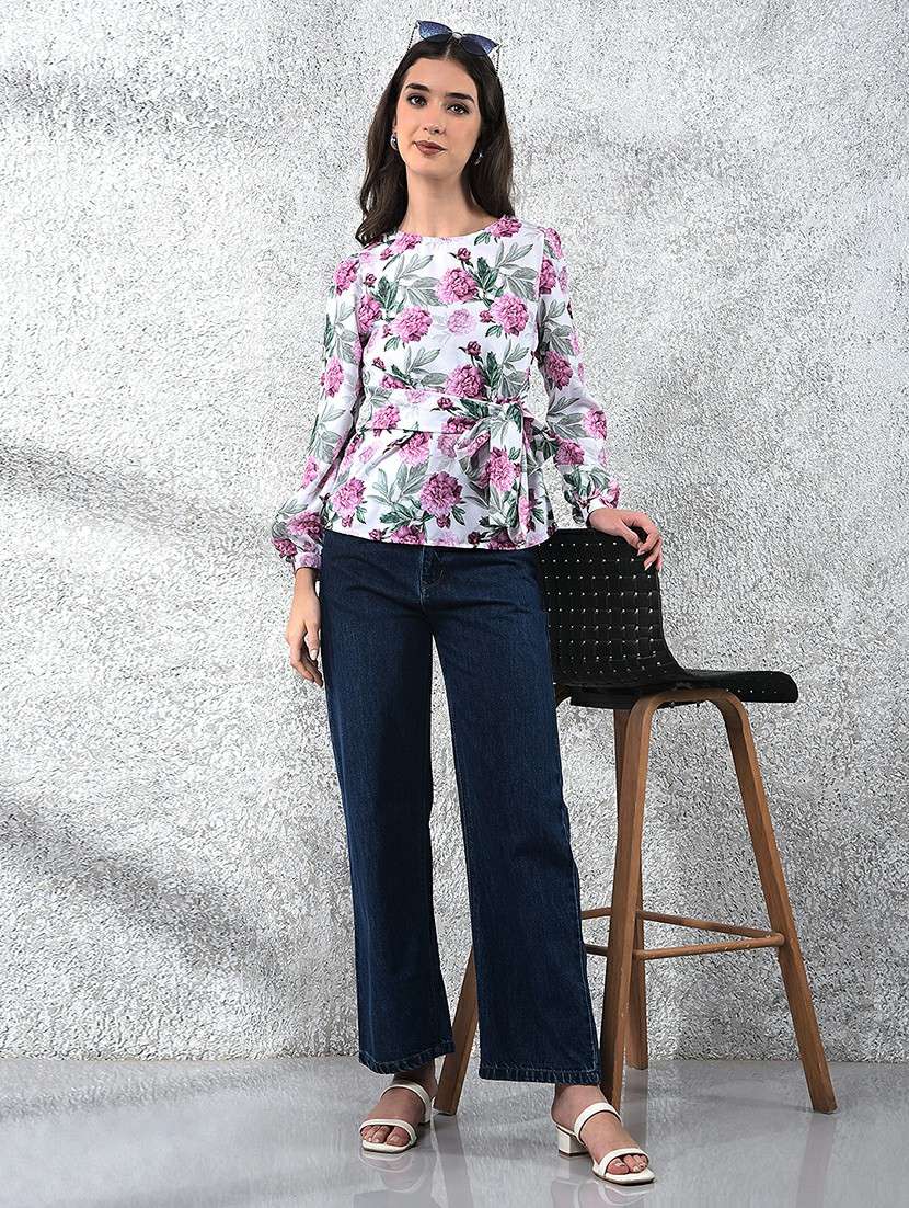 women printed puff sleeve regular top - 22178397 -  Standard Image - 5