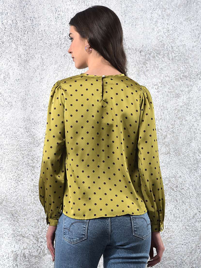 women polka doted puff sleeve  regular top - 22178407 -  Standard Image - 3