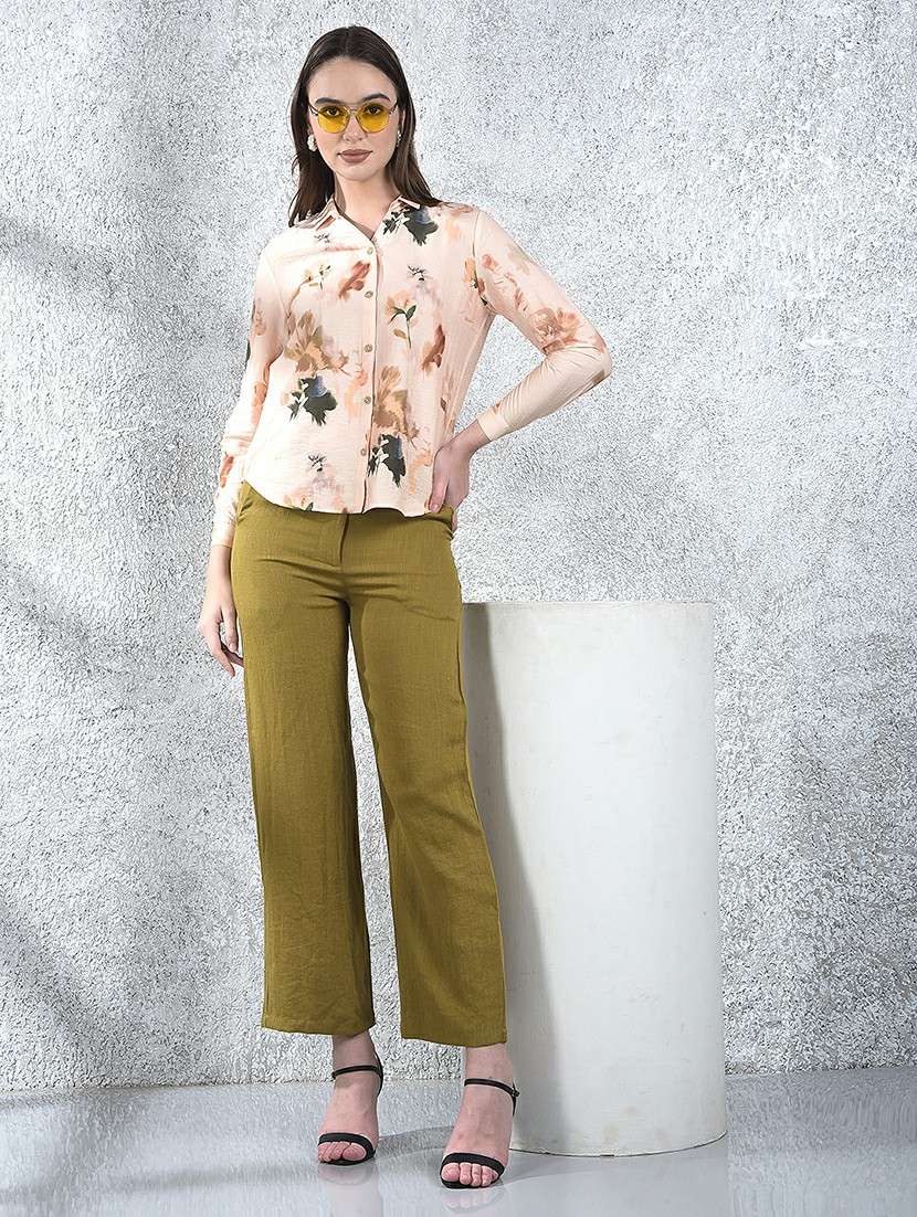 women solid mid rise straight fit trouser - 22178410 -  Standard Image - 5