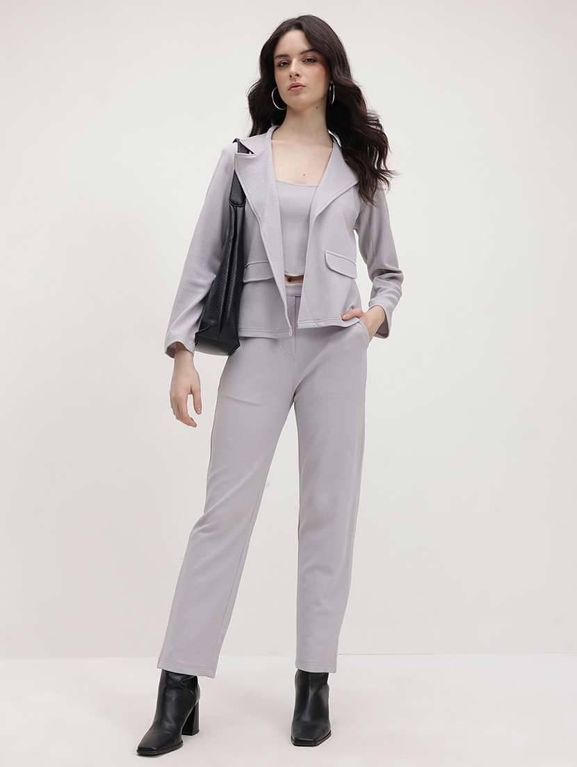 women solid blazer and trouser with tank top set - 22178427 -  Zoom Image - 0