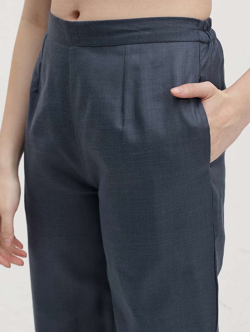 women solid shirt and trouser co-ord set - 22178429 -  Standard Image - 5