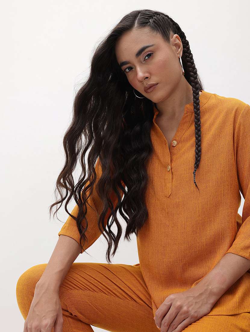 women solid top and trouser co-ord set - 22178430 -  Standard Image - 3