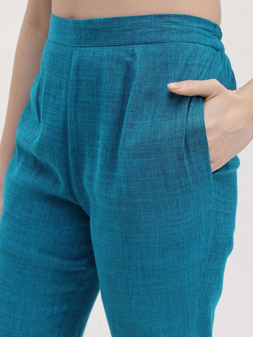 women solid top and trouser co-ord set - 22178431 -  Standard Image - 5