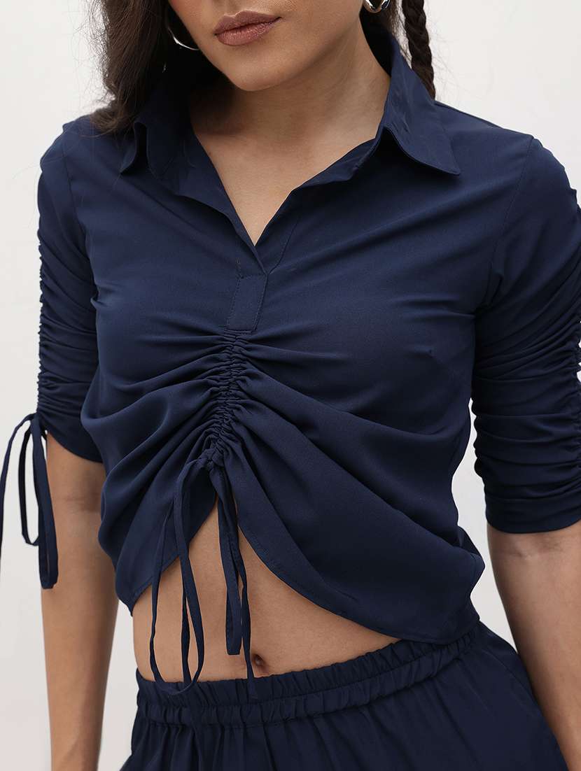 women solid top and trouser co-ord set - 22178434 -  Standard Image - 5