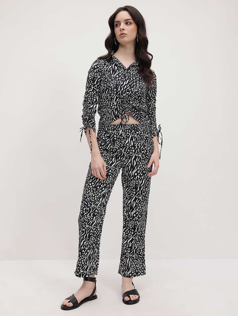 women animal print top and trouser co-ord set