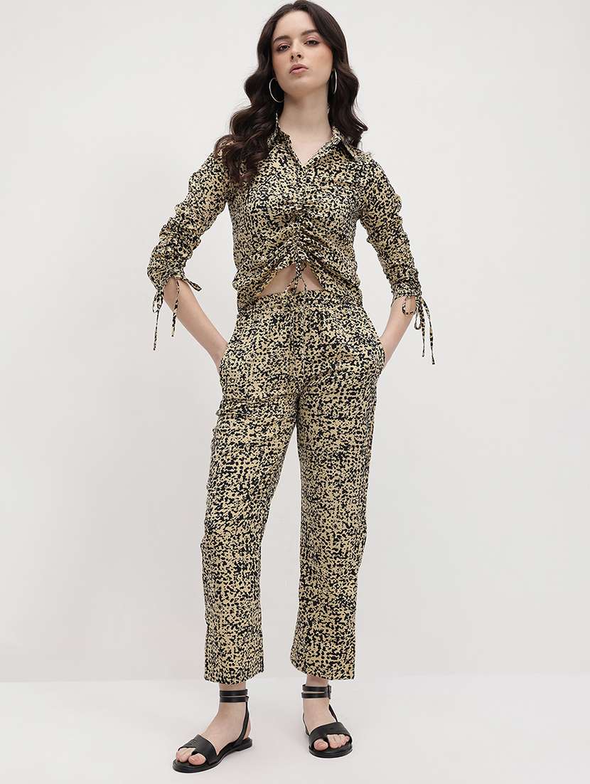 women animal print top and trouser co-ord set