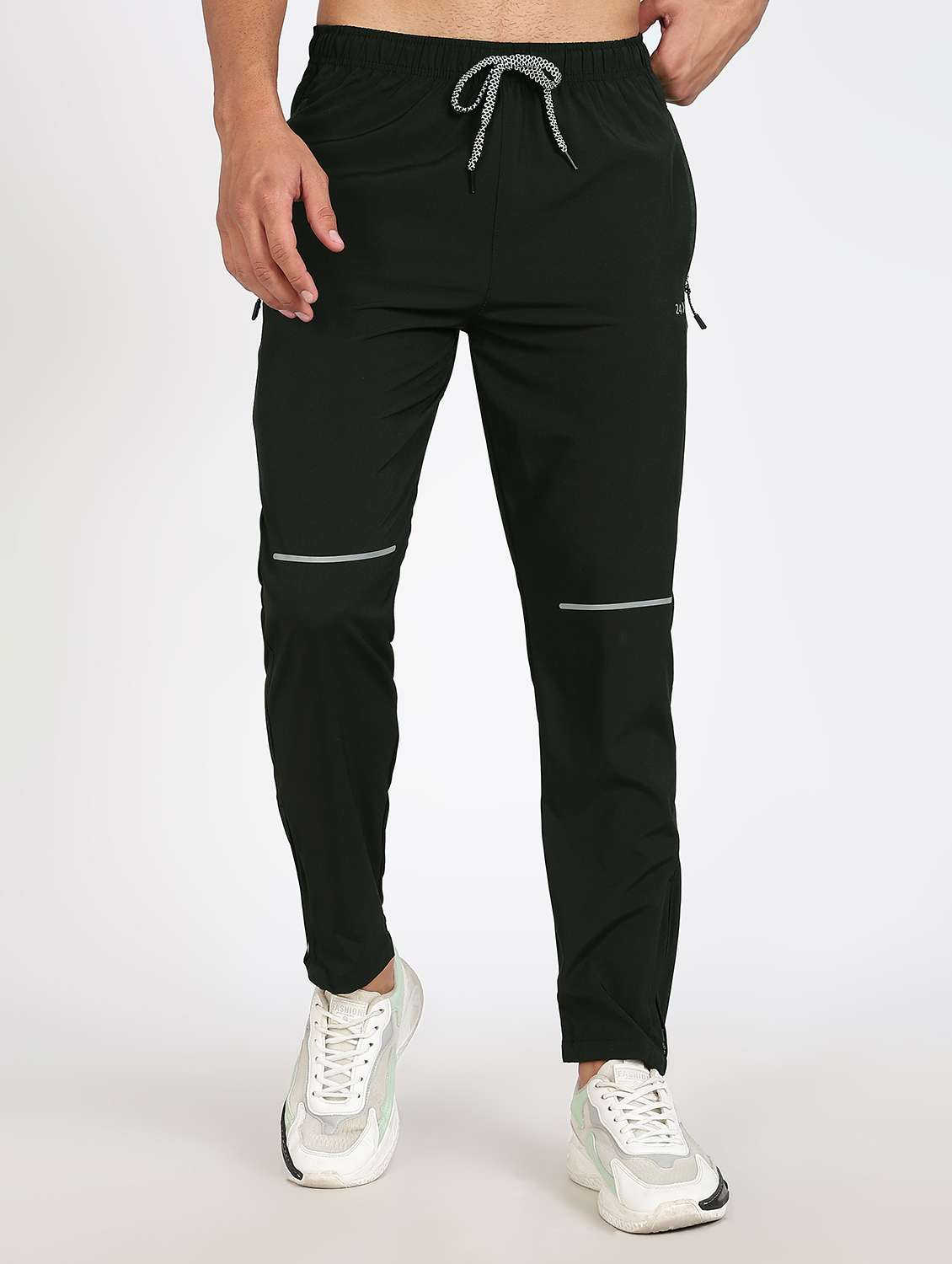 men solid mid rise full length track pant