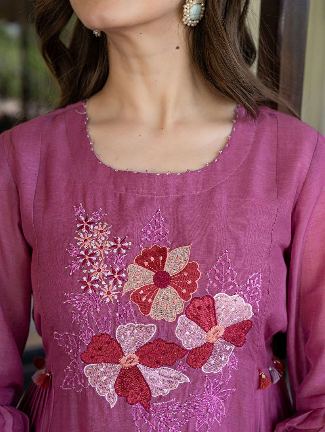 women solid with work long sleeve ethnic co-ord set - 22178455 -  Standard Image - 5